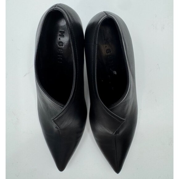 M. Gemi Alania Black Italian Leather Pointed Toe Heeled Shoes Size 7.5 or EU 38 - Picture 13 of 14